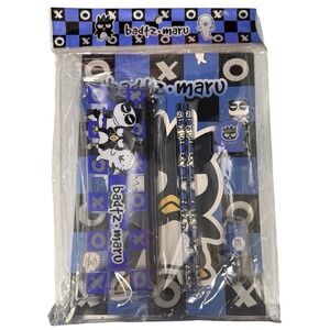 Badtz Maru Sanrio Notebook Pencils Stamp Clip Pencil Case Brand New Set VTG 1999